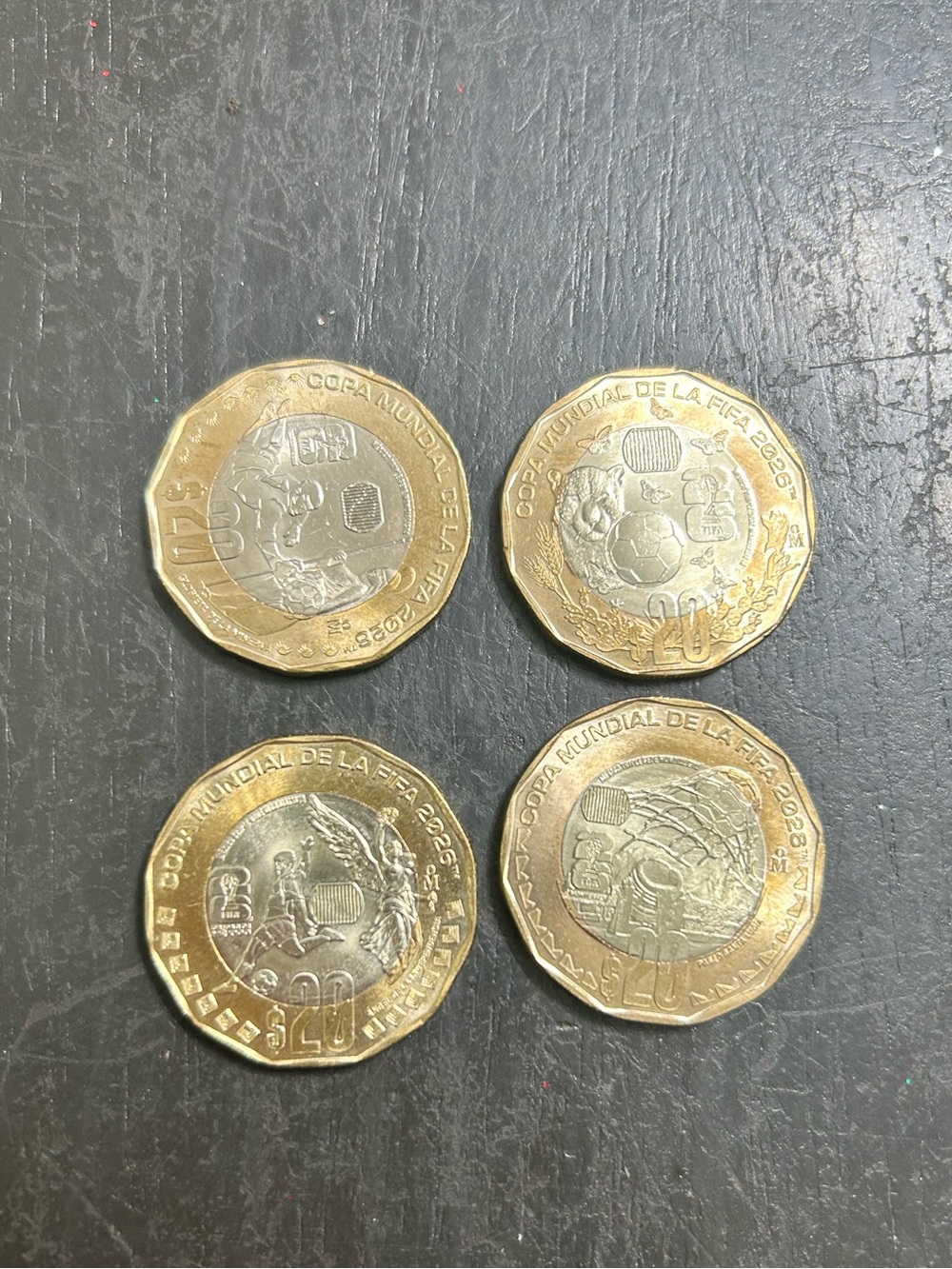 Mexican 20 Peso FIFA World Cup 2026 Commemorative Coins - Gold & Silver Tone